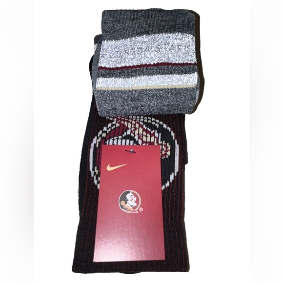 Nike Florida State Seminoles Crew Socks 2 Pair Men 8-12 W 10-13 Black Gray Logo - Picture 10 of 12